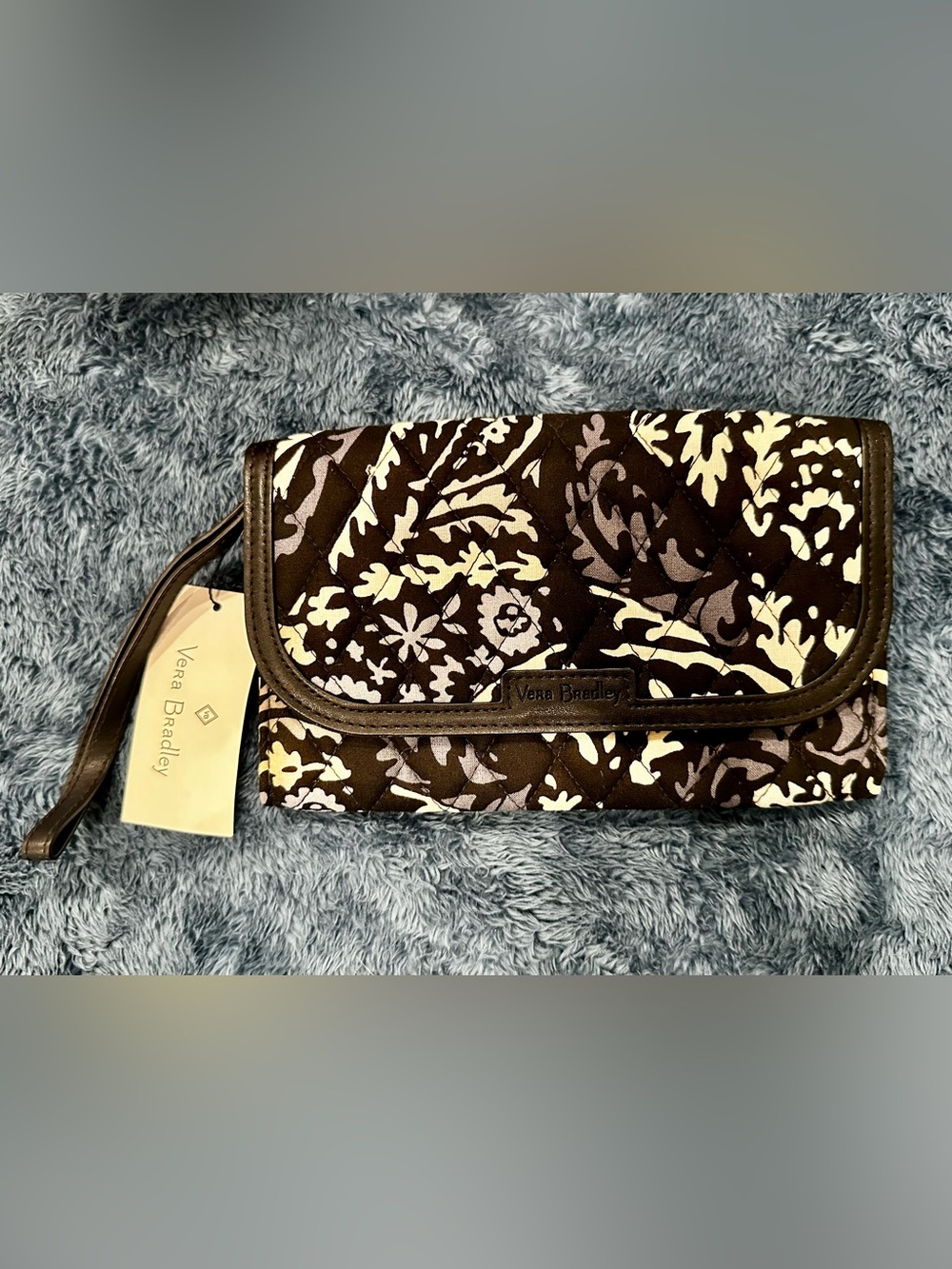 Vera Bradley Paisley Noir Quilted Floral Wristlet Folding Wallet New with Tags